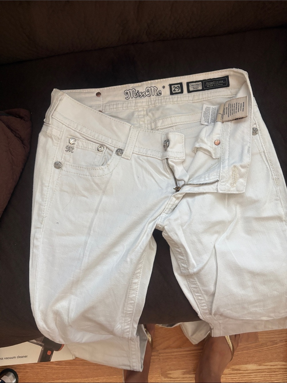 Miss Me White Low-Rise Straight-Leg Denim Jeans